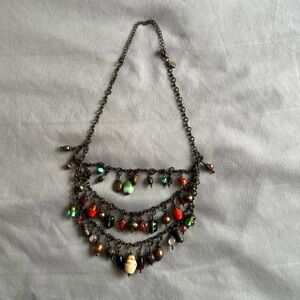 Chico's Colorful Boho Beaded Necklace with multicolor glass Highlights